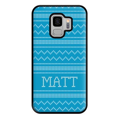 Personalised Christmas Jumper Blue Phone Case for Galaxy S9 Plus