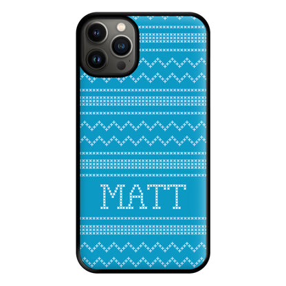 Personalised Christmas Jumper Blue Phone Case for iPhone 13