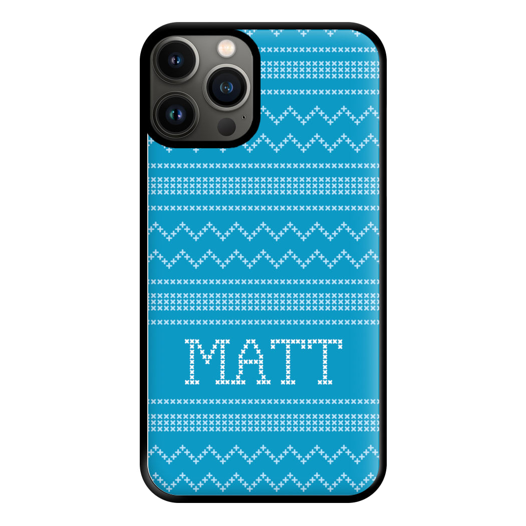 Personalised Christmas Jumper Blue Phone Case for iPhone 11 Pro Max