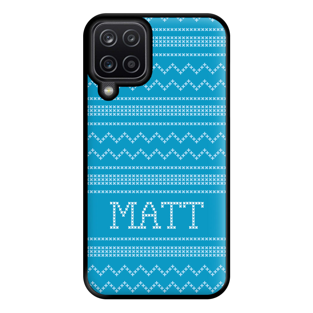 Personalised Christmas Jumper Blue Phone Case for Galaxy A12