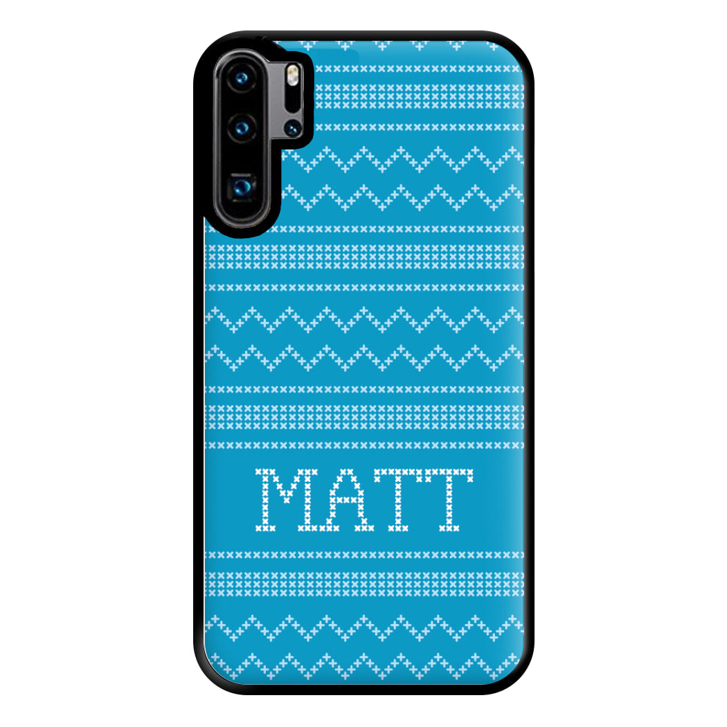 Personalised Christmas Jumper Blue Phone Case for Huawei P30 Pro