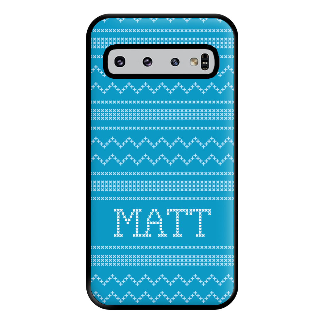 Personalised Christmas Jumper Blue Phone Case for Galaxy S10 Plus