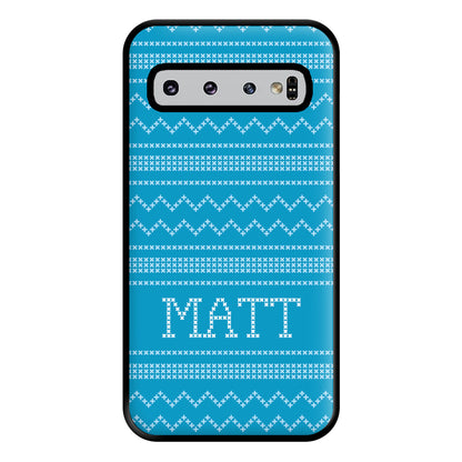 Personalised Christmas Jumper Blue Phone Case for Galaxy S10 Plus