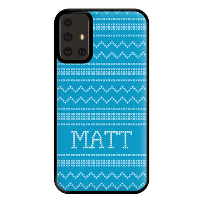 Personalised Christmas Jumper Blue Phone Case for Galaxy A71