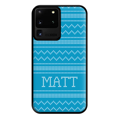 Personalised Christmas Jumper Blue Phone Case for Galaxy S20 Ultra