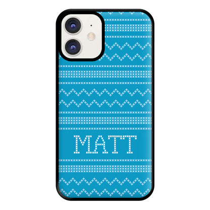 Personalised Christmas Jumper Blue Phone Case for iPhone 11