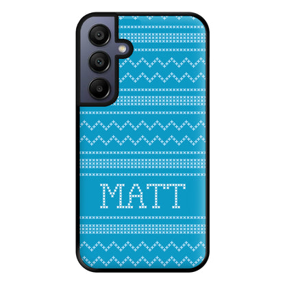 Personalised Christmas Jumper Blue Phone Case for Galaxy A15