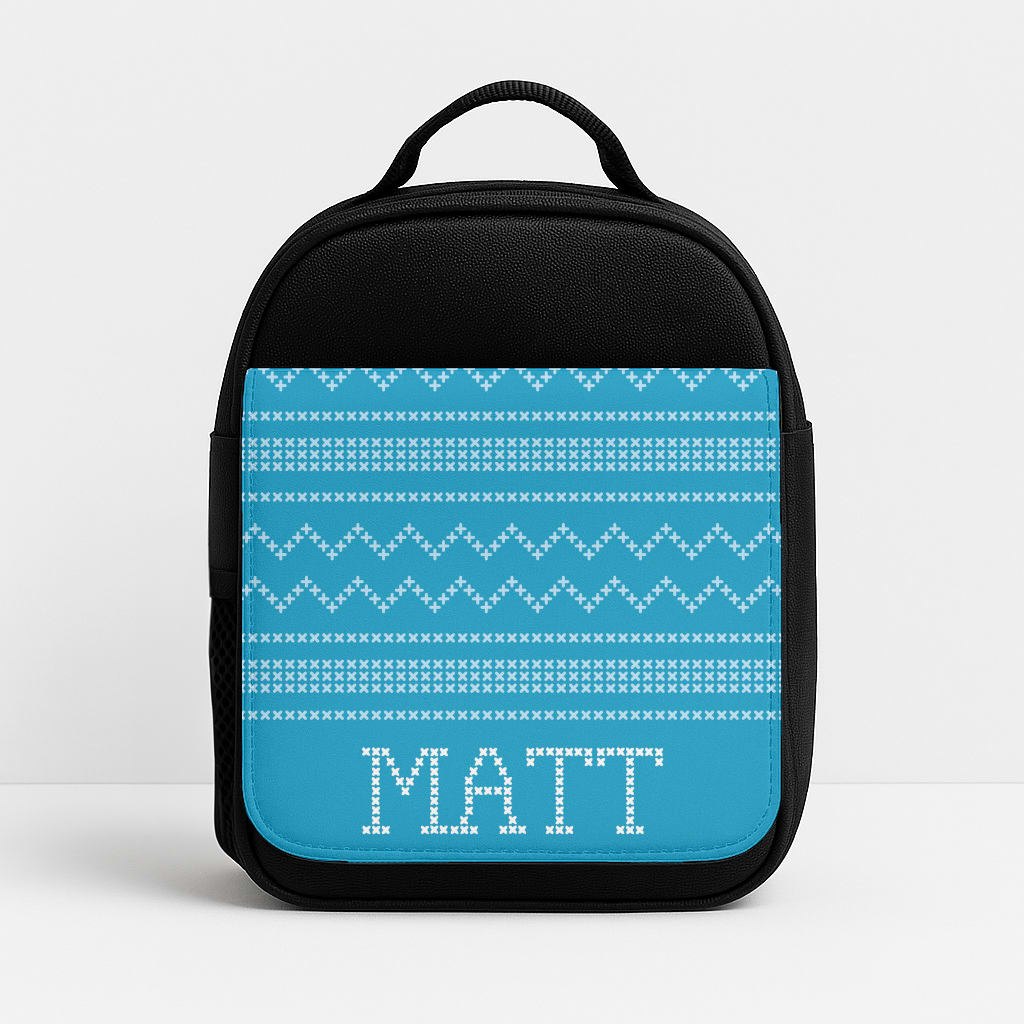 Personalised Christmas Jumper Blue Lunchbox