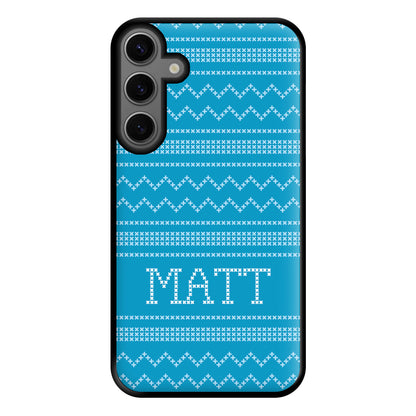 Personalised Christmas Jumper Blue Phone Case for Galaxy S23FE