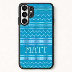 Personalised Christmas Jumper Blue Phone Case for Galaxy S26 Ultra