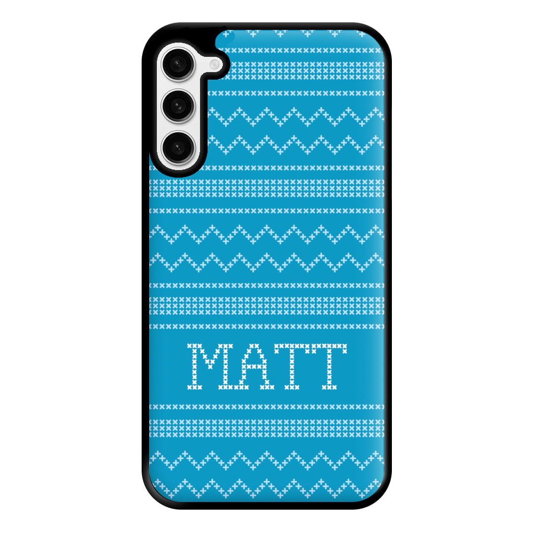 Personalised Christmas Jumper Blue Phone Case for Galaxy S23 Plus