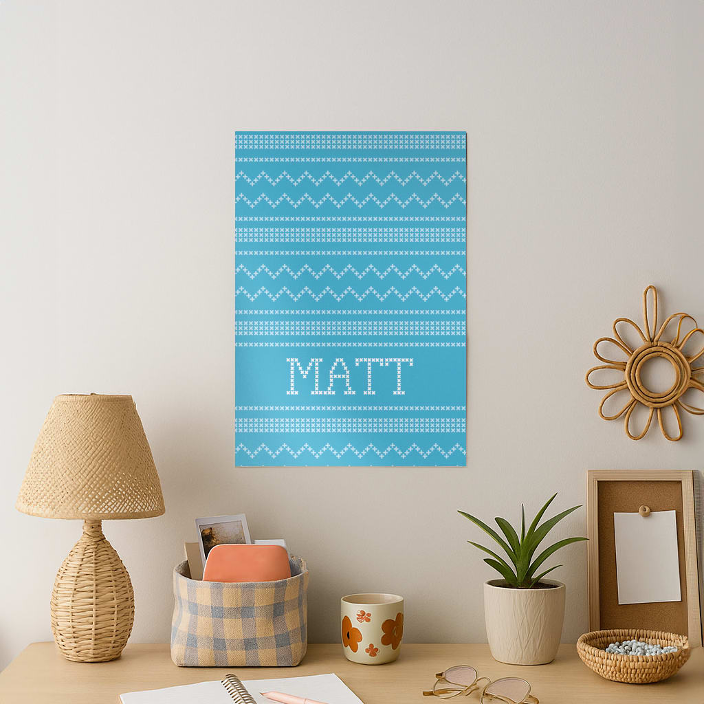 Personalised Christmas Jumper Blue Art Print