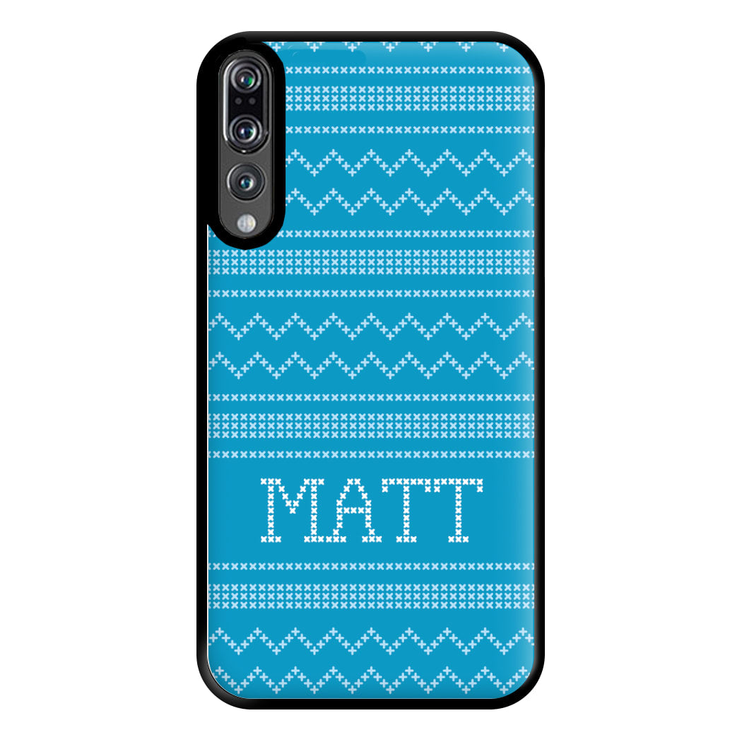 Personalised Christmas Jumper Blue Phone Case for Huawei P20 Pro