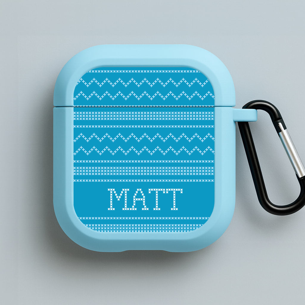 Personalised Christmas Jumper Blue Blue AirPods Case