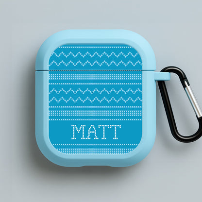Personalised Christmas Jumper Blue Blue AirPods Case