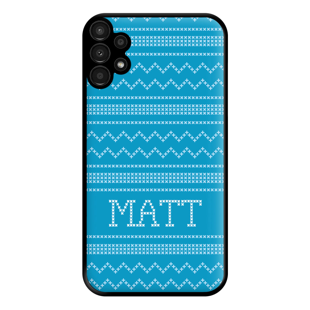 Personalised Christmas Jumper Blue Phone Case for Galaxy A13