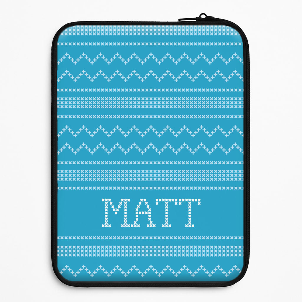 Personalised Christmas Jumper Blue Universal Laptop Sleeve