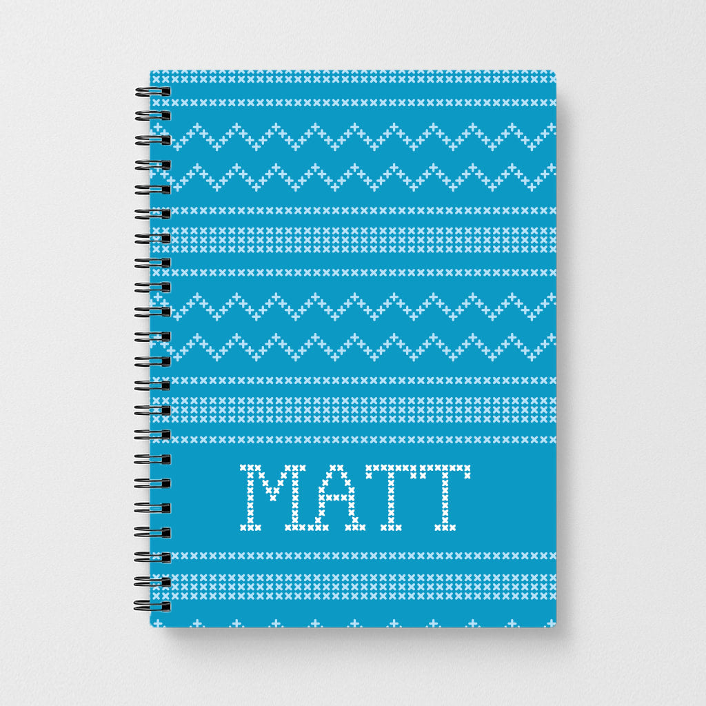 Personalised Christmas Jumper Blue Notebook
