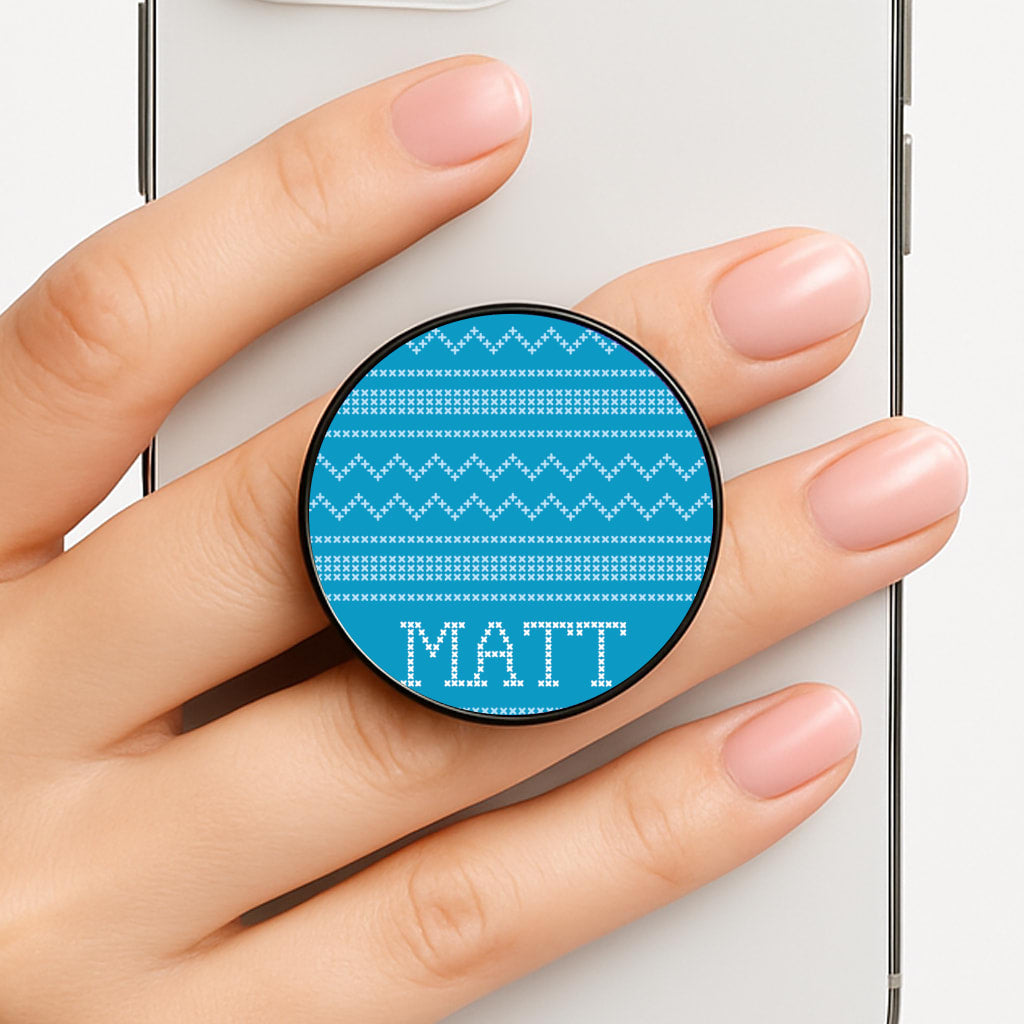 Personalised Christmas Jumper Blue Phone Grip