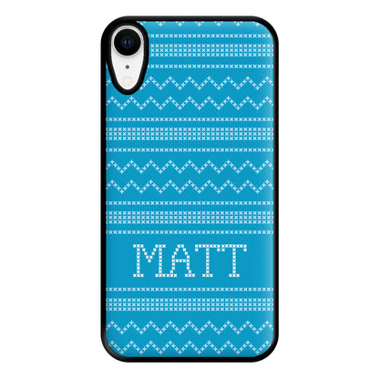 Personalised Christmas Jumper Blue Phone Case for iPhone XR