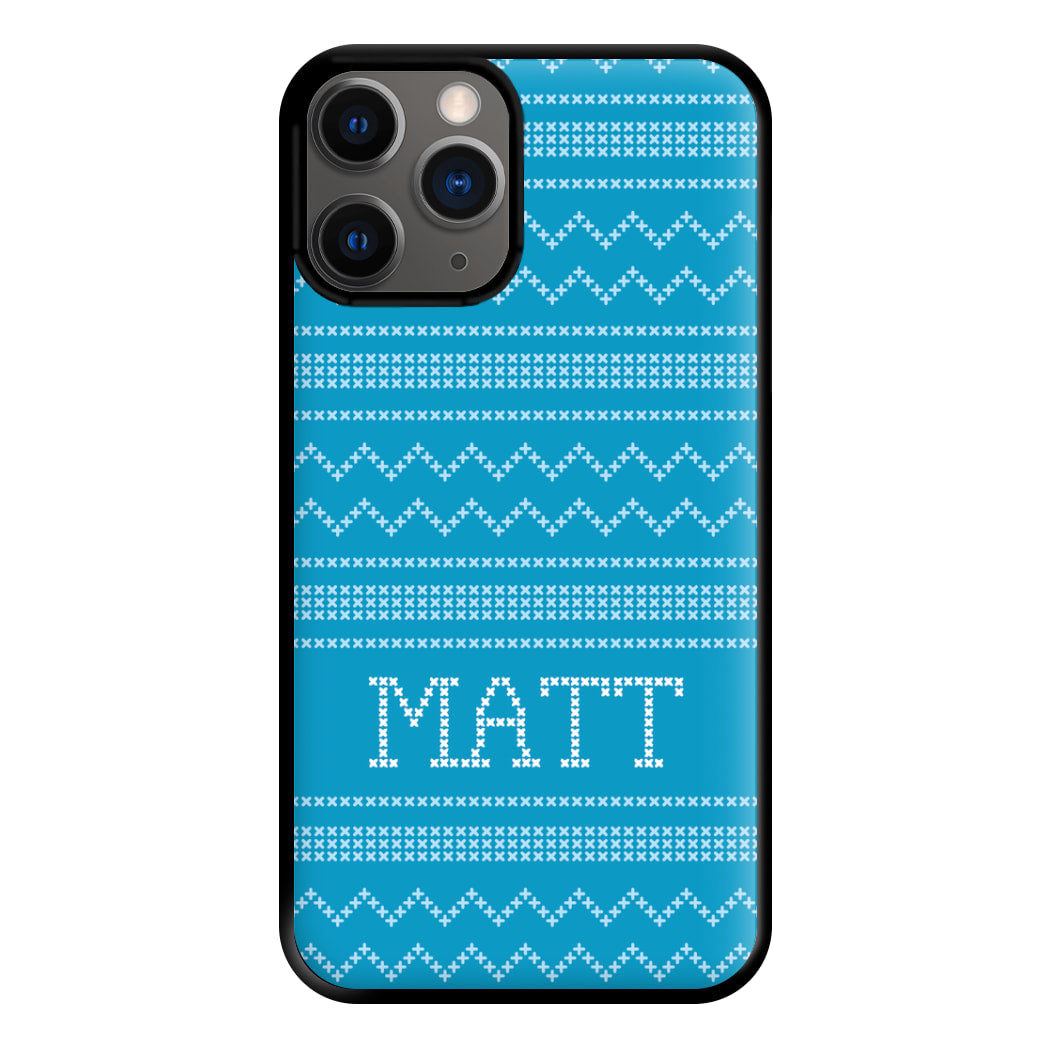 Personalised Christmas Jumper Blue Phone Case for iPhone 12 Pro Max