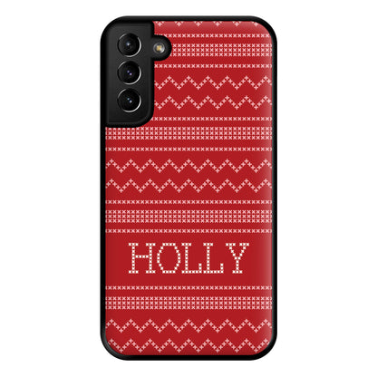 Personalised Christmas Jumper Red Phone Case for Galaxy S21 Plus