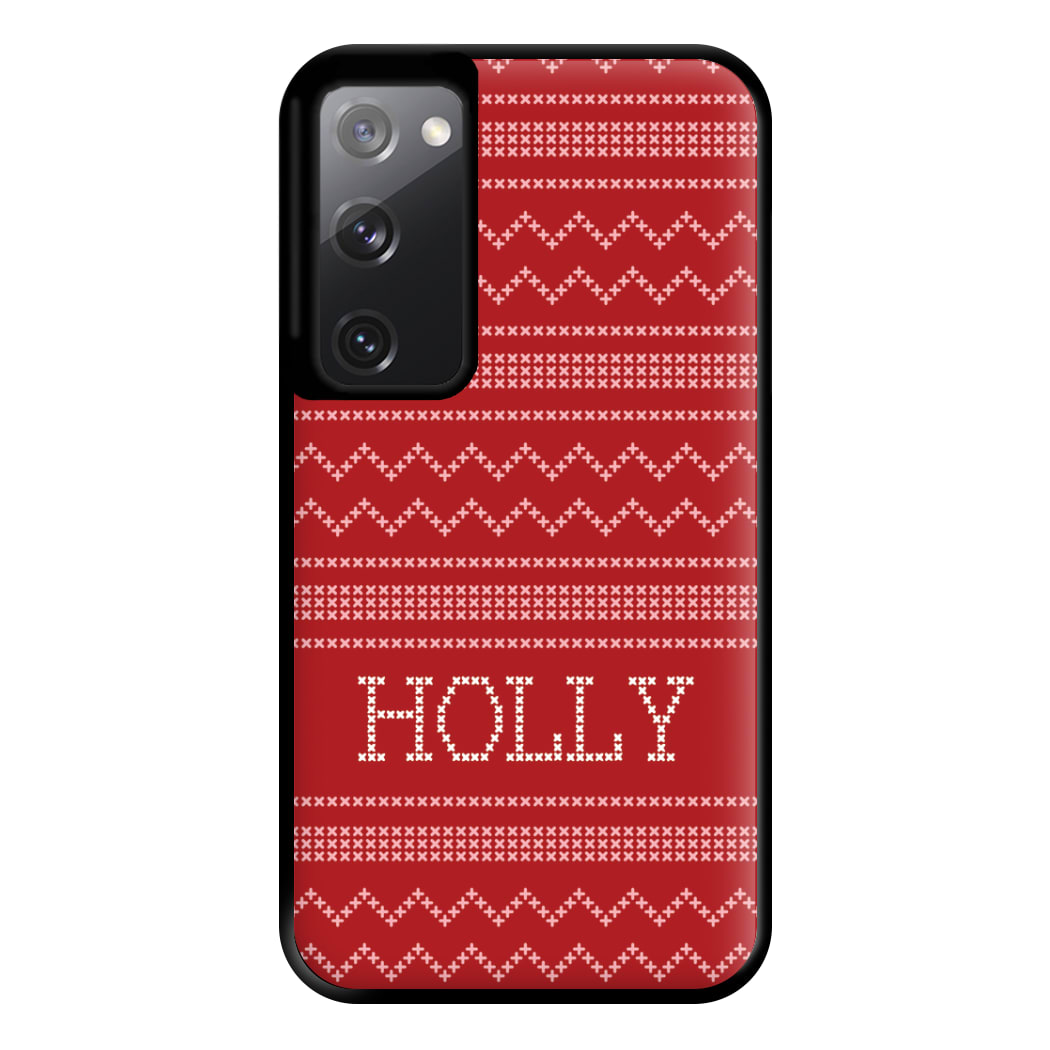 Personalised Christmas Jumper Red Phone Case for Galaxy S20FE