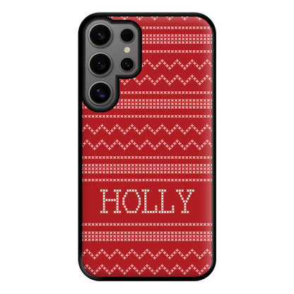 Personalised Christmas Jumper Red Phone Case for Galaxy S24 Ultra