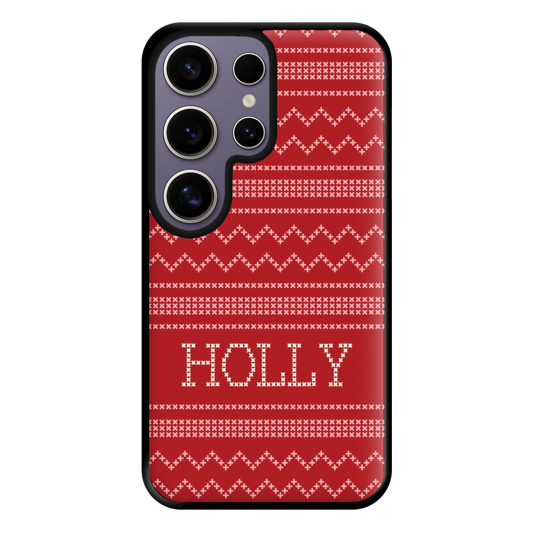 Personalised Christmas Jumper Red Phone Case for Galaxy S25 Ultra