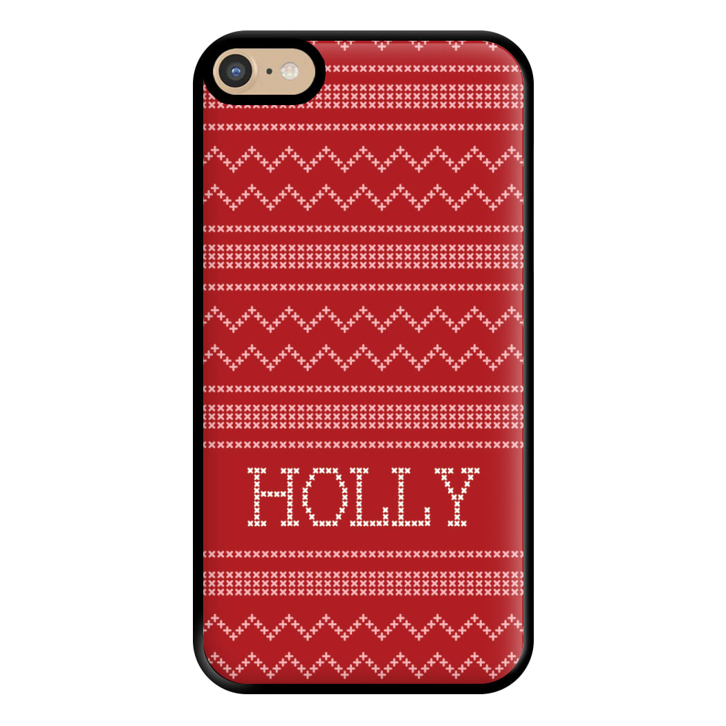 Personalised Christmas Jumper Red Phone Case for iPhone 6 Plus / 7 Plus / 8 Plus