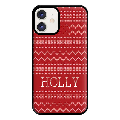 Personalised Christmas Jumper Red Phone Case for iPhone 12 / 12 Pro