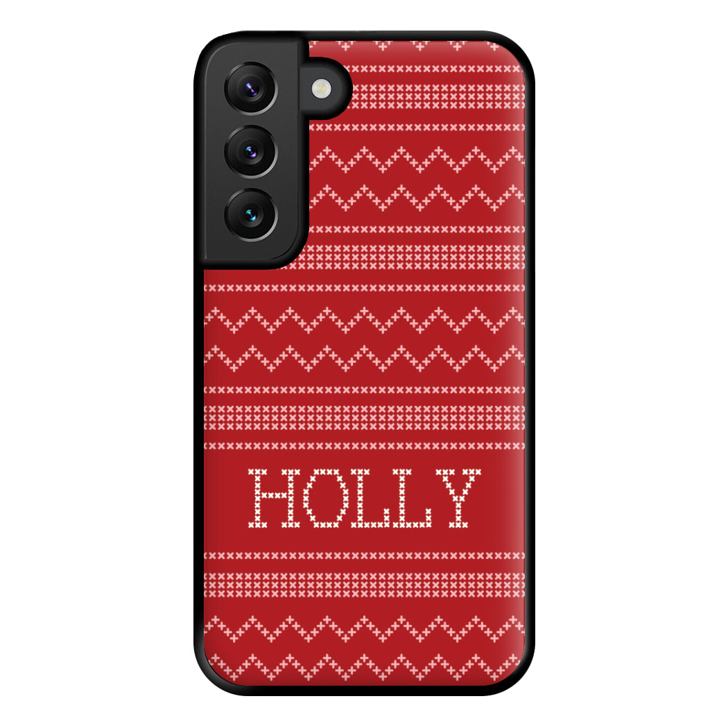 Personalised Christmas Jumper Red Phone Case for Galaxy S22 Plus