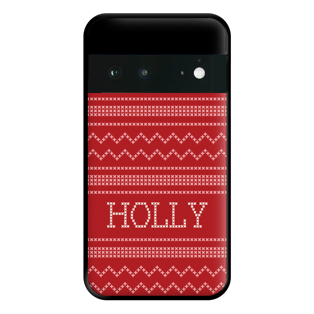 Personalised Christmas Jumper Red Phone Case for Google Pixel 6a