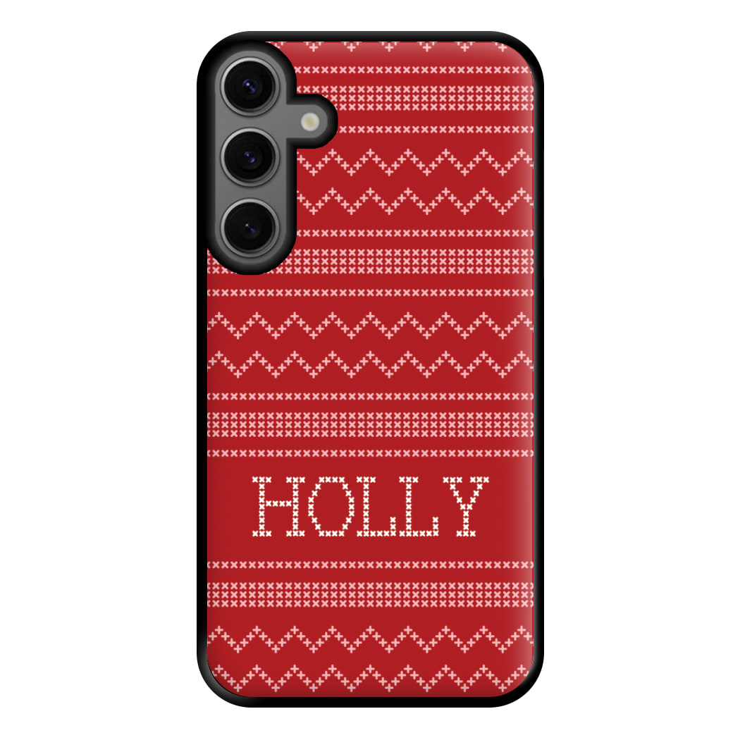 Personalised Christmas Jumper Red Phone Case for Galaxy S23FE