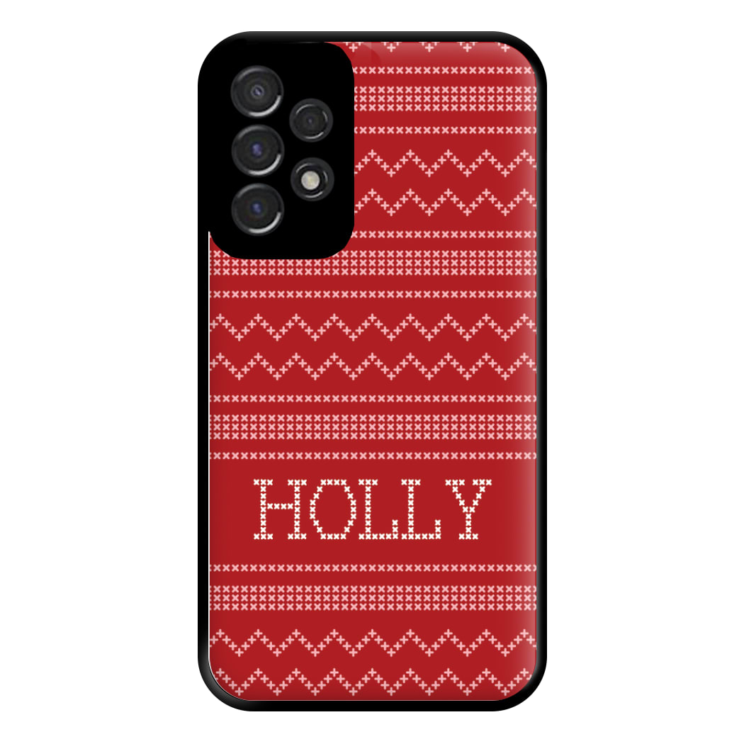 Personalised Christmas Jumper Red Phone Case for Galaxy A53