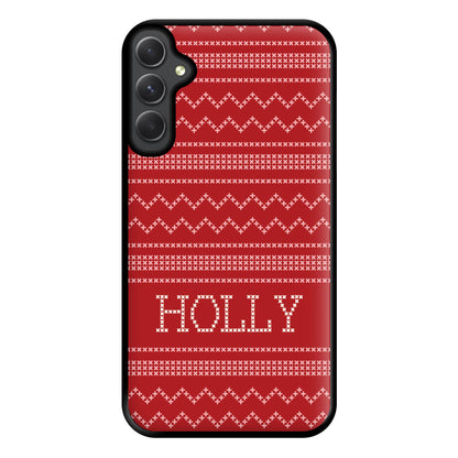 Personalised Christmas Jumper Red Phone Case for Galaxy A54