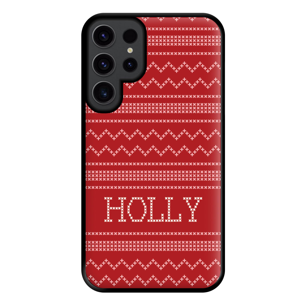 Personalised Christmas Jumper Red Phone Case for Galaxy S23 Ultra