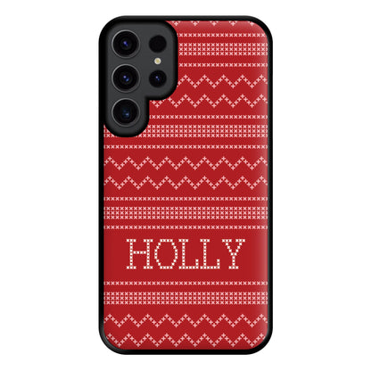 Personalised Christmas Jumper Red Phone Case for Galaxy S23 Ultra