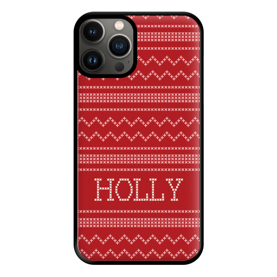 Personalised Christmas Jumper Red Phone Case for iPhone 13 Pro Max