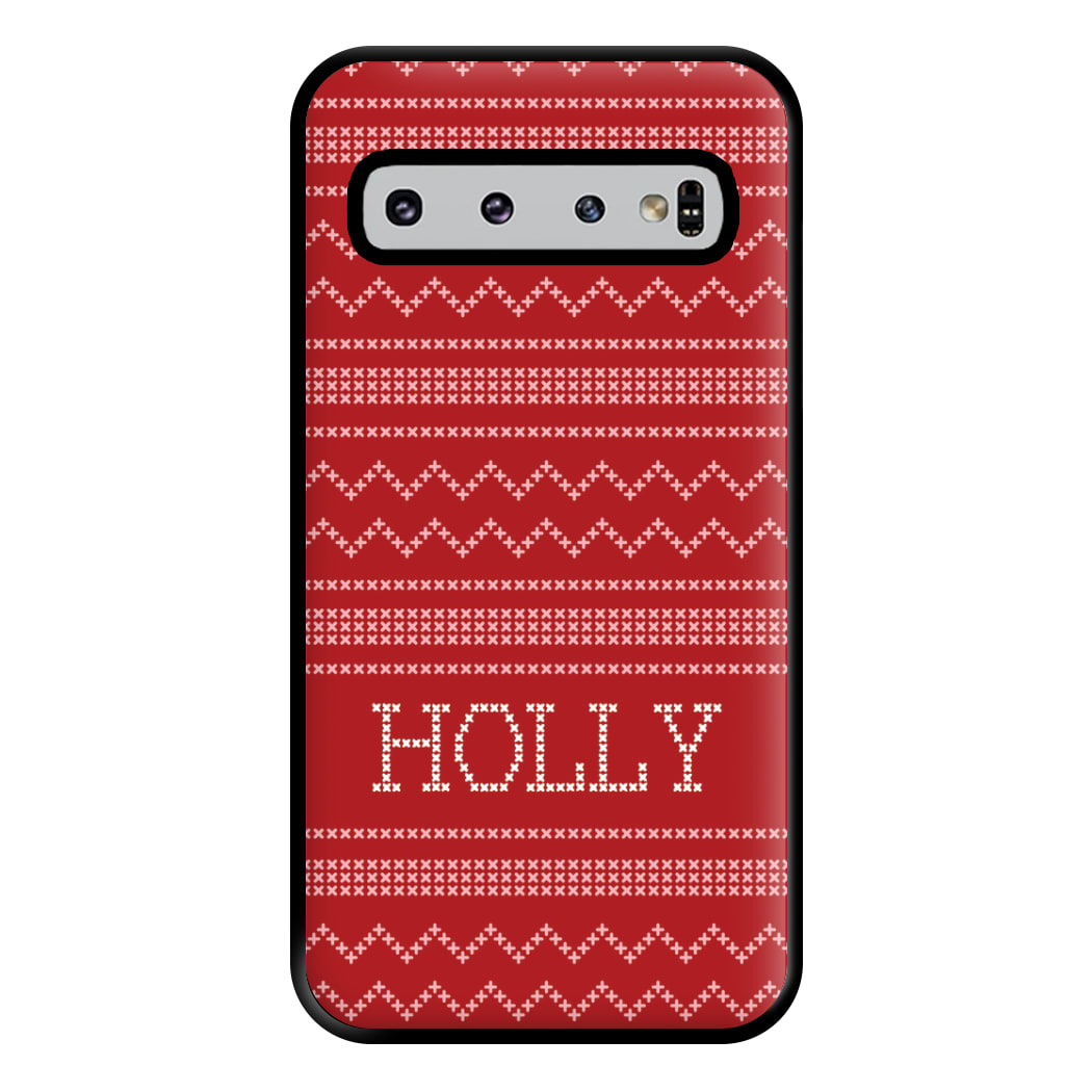 Personalised Christmas Jumper Red Phone Case for Galaxy S10 Plus