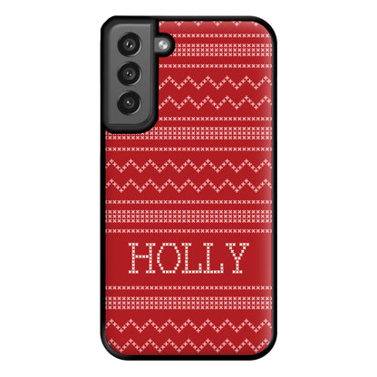 Personalised Christmas Jumper Red Phone Case for Galaxy S21FE