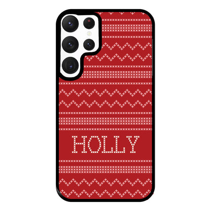 Personalised Christmas Jumper Red Phone Case for Galaxy S22 Ultra