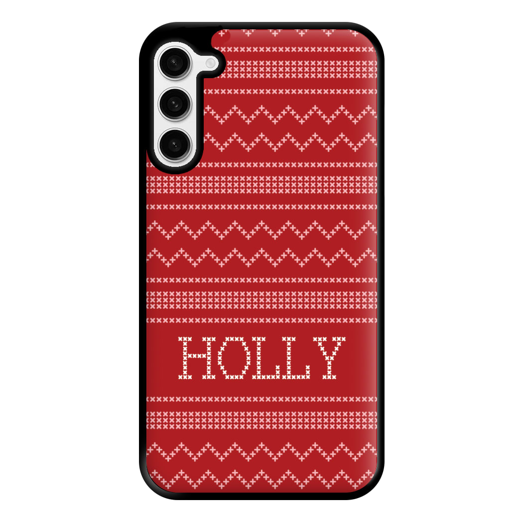 Personalised Christmas Jumper Red Phone Case for Galaxy S23 Plus