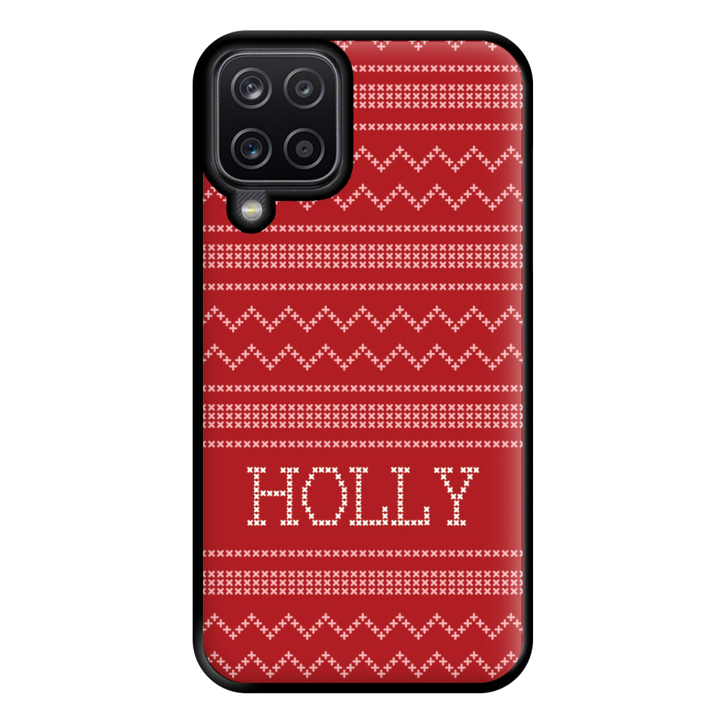 Personalised Christmas Jumper Red Phone Case for Galaxy A12