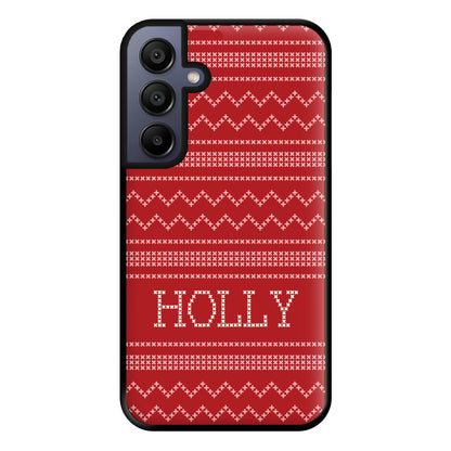 Personalised Christmas Jumper Red Phone Case for Galaxy A15