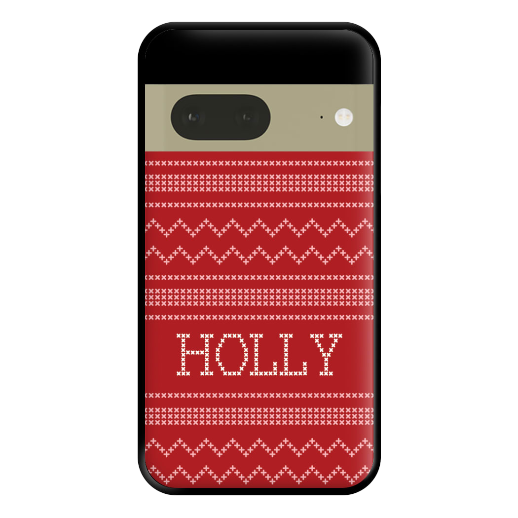 Personalised Christmas Jumper Red Phone Case for Google Pixel 7a