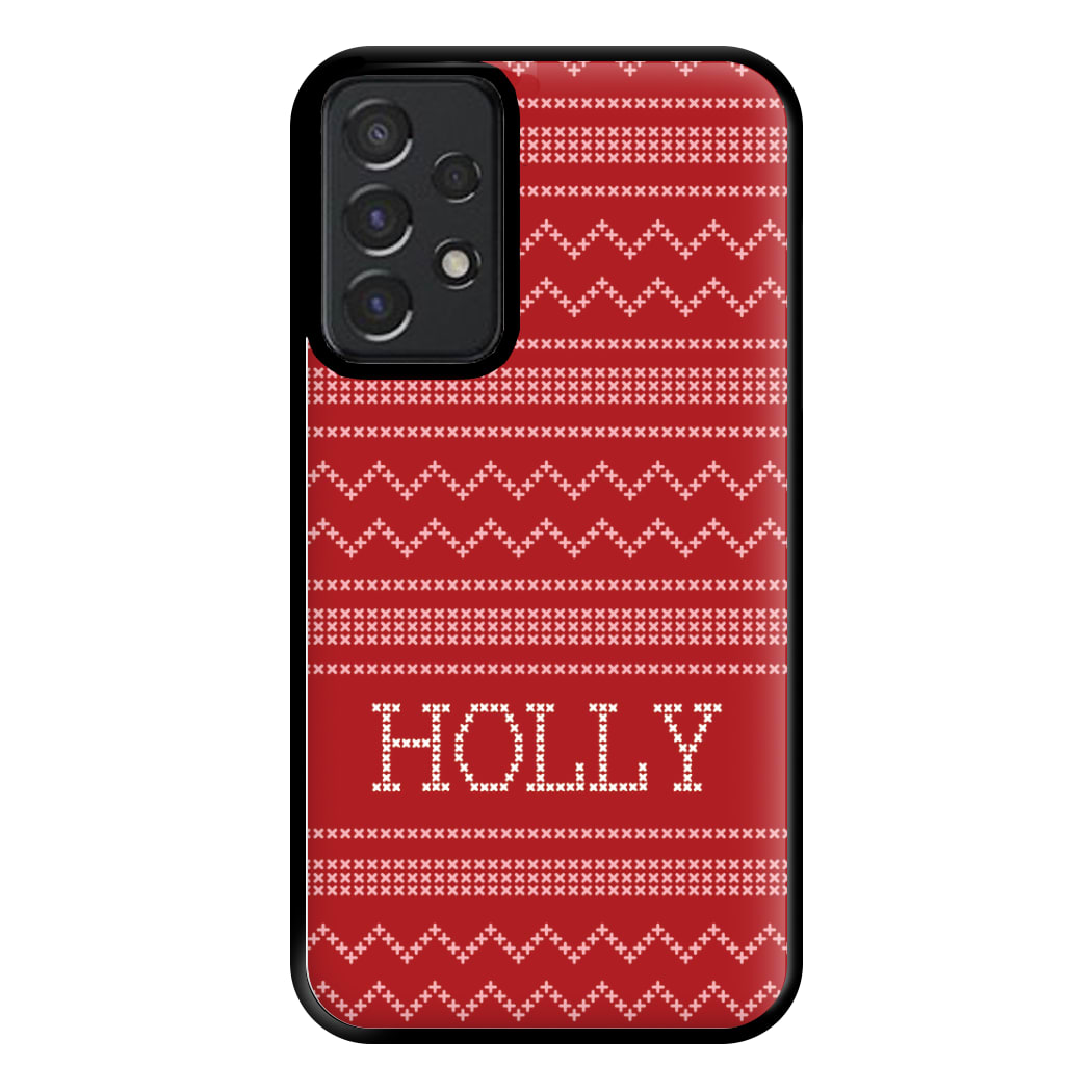 Personalised Christmas Jumper Red Phone Case for Galaxy A52 / A52s