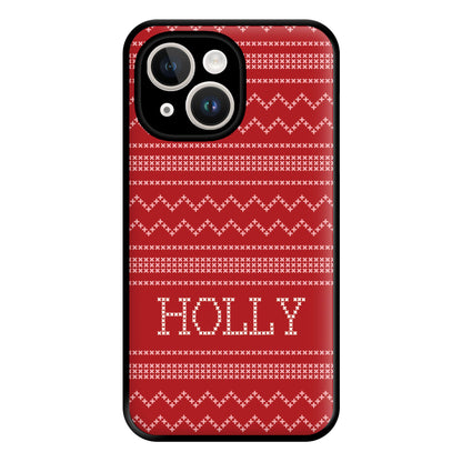 Personalised Christmas Jumper Red Phone Case for iPhone 14 Plus