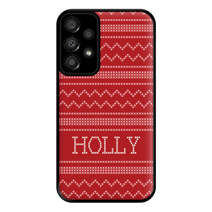 Personalised Christmas Jumper Red Phone Case for Galaxy A33