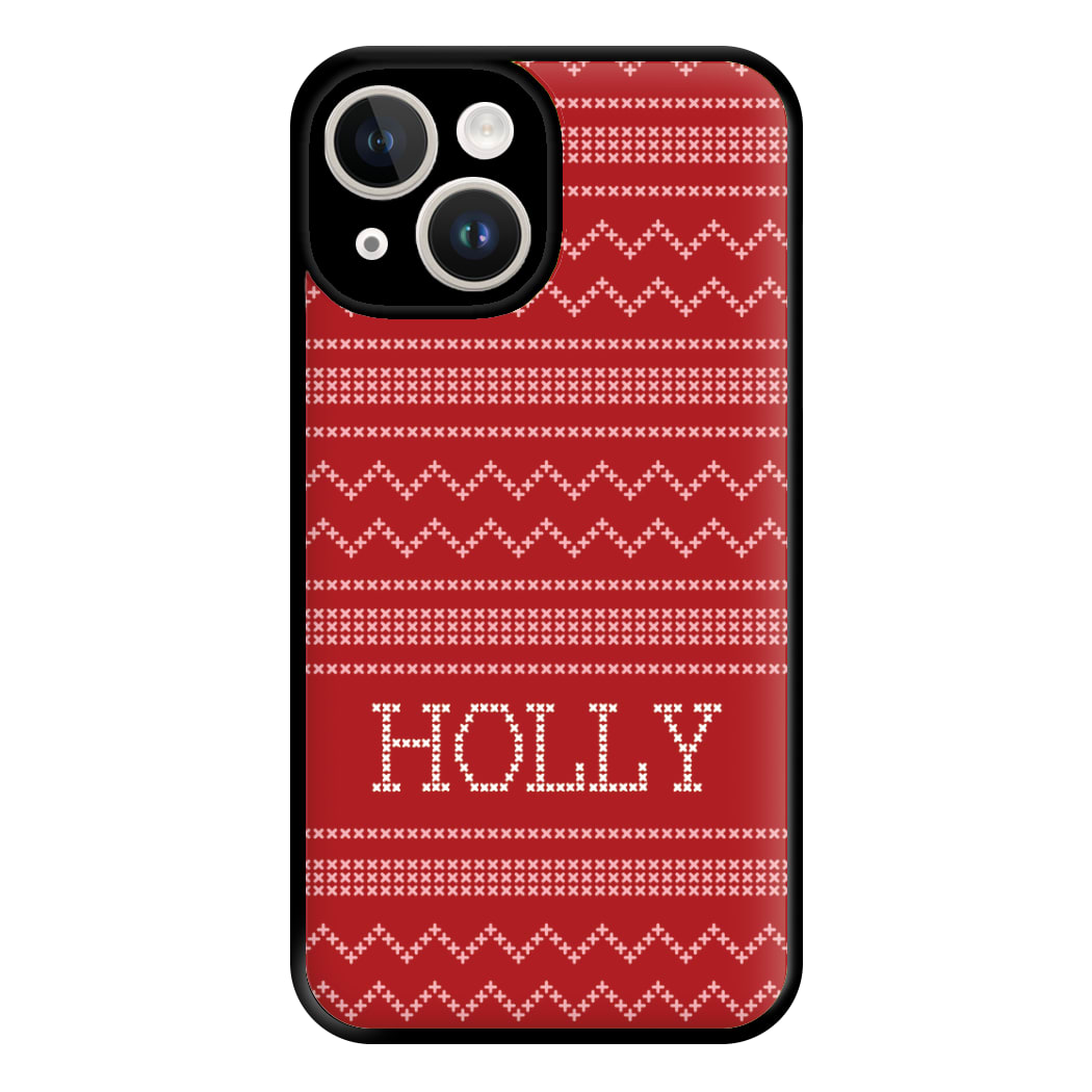 Personalised Christmas Jumper Red Phone Case for iPhone 14